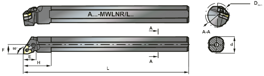 A32S-MWLNL08 soustružnický nůž vyvrtávací